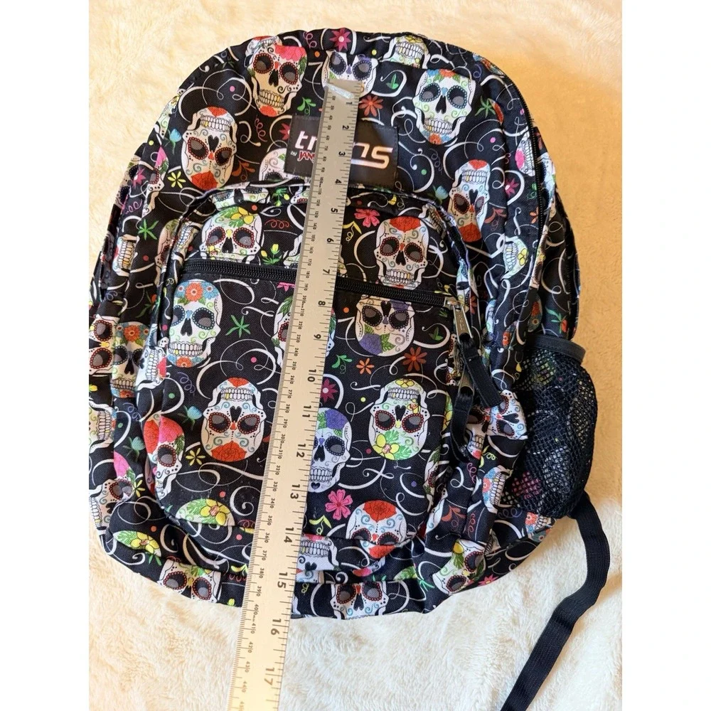 JanSport Trans Supermax Backpack Black Sugar Skull Print y2k grunge edgy goth